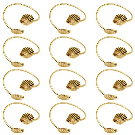 YARNOW Serviettenringe Muschel Desgin Serviettenhalter Rustikalen Kunstblumen Serviette Schnallen für Hochzeit Geburtstag Strand Thema Party Abendessen Esstisch Dekoration 12 Stück
