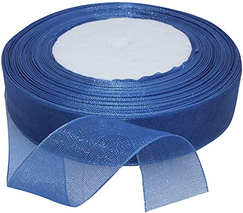 AERZETIX - C50790 - Organzaband glänzender dekorativer organza - 20mm x 45 meter - blau - kreative projekte nähkunst geschenkverpackung zur geburtstagsfeier