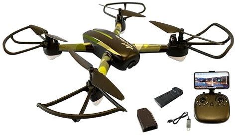 DF Models SkyWatcher Fun V2 Drohne - RTF - FPV (Drohne für Kinder ab 14 Jahren, Quadrocopter, Max. 60 km/h, Spielzeugdrohne ferngesteuert) 9380, Camouflage