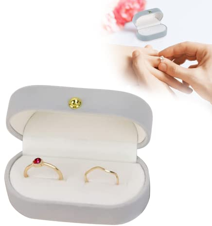 xlwen Scatola per Anelli, Scatola in Velluto Regalo per Gioielli, Scatola per Fedi Nuziali in Velluto, Ring Box per proposta di matrimonio, fidanzamento (Grigio)