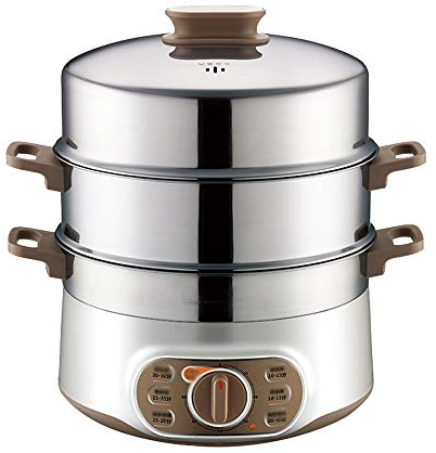 OQHAIR Máquina de Cocina eléctrica de 3 Capas, Olla automática de Acero Inoxidable, vaporera Interna, Olla Caliente, Olla arrocera, Calentamiento rápido