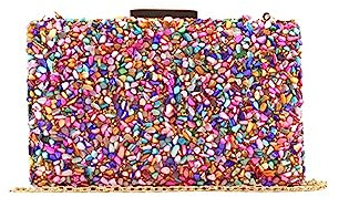 MODELISA - Bolso Clutch Piedra Carte De Mano Cadena Hombro Fiesta Noche Evento Novia Mujer (Champagne)