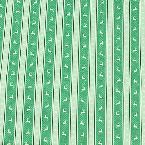 Dirndlstoff Trachtenstoff Meterware 100% Baumwolle - 1 Meter Stoff, Tracht, Dirndl, Landhaus, Schürze, Bluse, Kleid, Rock, Kissen, Vorhänge, Deko (Hirsch Streifen Valentin Grün)