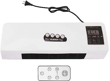 Ventilatore da parete, Raffreddamento/Riscaldamento, Ventilatore da parete con telecomando 1800 W, con timer, silenzioso e pannello touch, adatto per bagno, camera da letto, ufficio