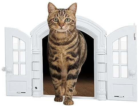 Haustiertüren, französische Innentür für Katzen, Katzen-Innentür ohne Klappe, französische Katzentür, Innen-Außen-Haustiertüren, DIY-Haustiertür ohne Klappe für Tür und Wand, Keine Schulung ERF