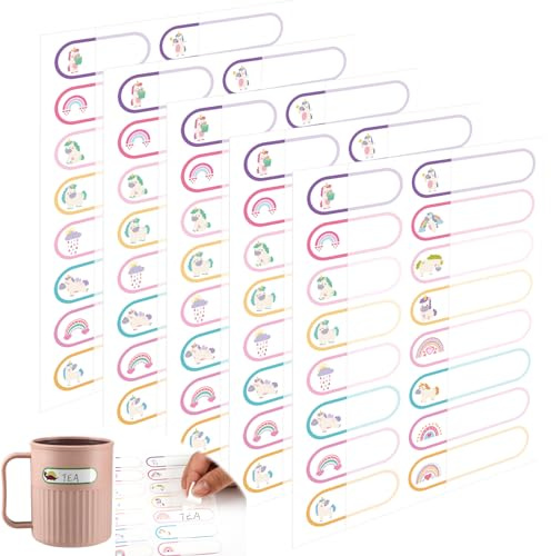 320 Pcs Baby Bottle Labels for Daycare, Name Labels for Daycare Essentials, Self Laminating, School Name Stickers for Kids Waterproof Food Milk Stickers Self Adhesive Tags(Pink Unicorn Style)