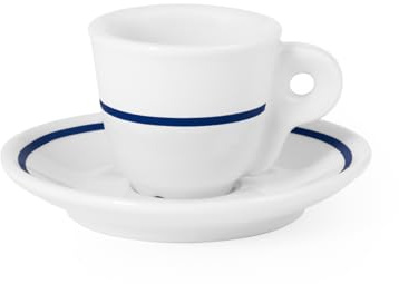 ROYAL NORFOLK 7077900 Lot de 6 Tasses à café en Porcelaine Blanche, décoration Bleue, avec Soucoupe, cc65