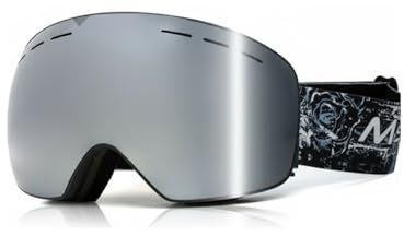 Msport Maschera da Sci e Snowboard Uomo/Donna con Lente Panoramica Specchiata, Anti-Appannamento e Protezione UV400, Ampio Campo Visivo e Comfort Ergonomico - Argento