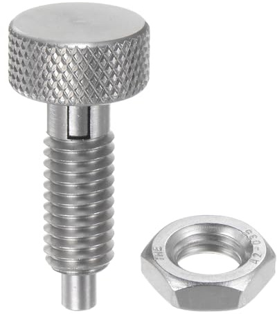 sourcing map Spring Plunger with Knurled Handle M8x1.25 Pin Dia.4mm Retractable Release Pins Stainless Steel Non-Locking Retractable Index Plunger for Industrial Equipment Location Pin