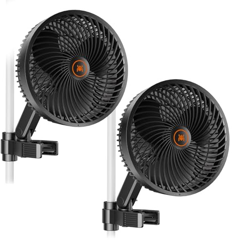 SPIDER FARMER Grow Tent Fan 6 with 10 Dynamic Wind Speeds and 10-Level Oscillation, EC Motor, Weatherproof IP-44, Auto Oscillating Clip Fan, Powerful Airflow but Quiet 2PCS | 10 Dynamic Wind Speeds, IP54 Weatherproof, 33 dB Quiet Operation, Powerful Airflow for Hydroponics Plant Circulation Cooling