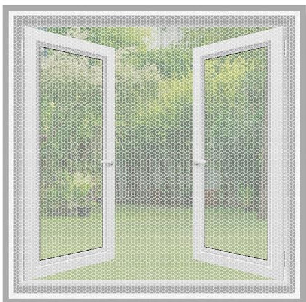 Set da 2 Zanzariere Per Finestre Universali più 2 Adesivi Resistenti, Zanzariera Adesiva Ritagliabile Per Finestre fino a 130 x 150cm, Zanzariere Su Misura Regolabile, Taglierina Inclusa