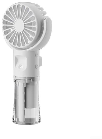 ZYWUOY Tragbarer Nebelventilator, drehbarer, wiederaufladbarer Nebel-Luftbefeuchter, Mini-Desktop-Handheld-Wassernebel-Sprühventilator für Kinder, Studenten, Reisen, Camping (weiß)