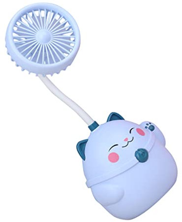 SSTANGLU Cat Fan Pen Holder Foldable Usb Fan Small Fan for Desk Sports Fans Lucky Fortune Cat Cartoon Small Fan Office Desk Fan Mini Fan Portable Electronic Component Charging Fan Travel(Blue)