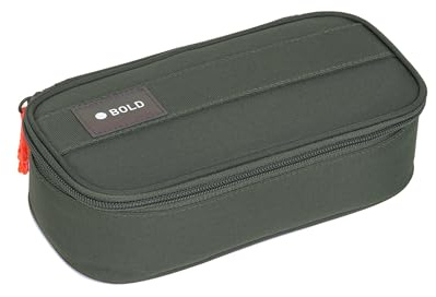 LÄSSIG Bold Schlampermäppchen Spacy Pencil Case Dark Olive | für die Schue, mit praktischen Fächern und Halterungen
