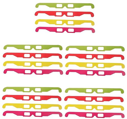 MERRYHAPY Lot de 20 Lunettes 3D en Carton Plates Anaglyphes Garçon Et Filles Et Adultes Style Multicolore Vision Cinéma 3D Compatible Films Et Couleurs Rouge Jaune Vert Rose