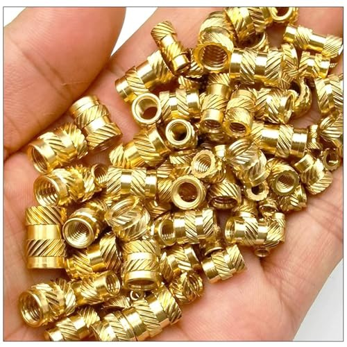 LEPEVNEY Lot de 60 écrous filetés moletés M4 – Longueur 8 mm, diamètre extérieur 6 mm – Inserts chauffants femelles en laiton pour impression 3D et encastrement thermique