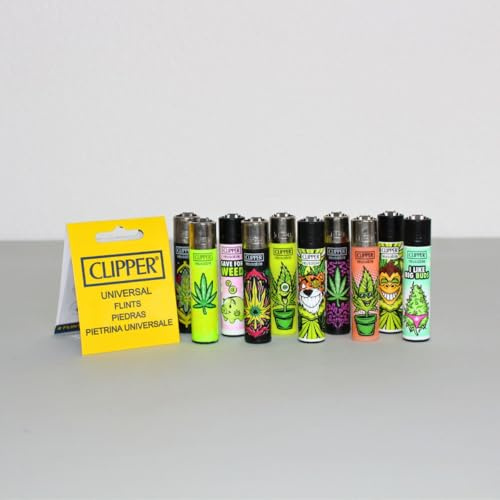 Sunmondo Clipper 420 Motive Feuerzeuge Wundertüte – 10 Verschiedene Clipper Feuerzeuge – Keine doppelten Designs – nachfüllbar mit austauschbarem Feuerstein