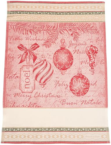 Filet - Paño de Cocina navideño para bordar de algodón jacquard, hecho in Italia, Noël Rojo, talla única