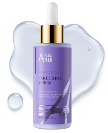 ANAiRUi Bakuchiol Serum 50 ml, Anti Aging, Reduzierend feine Linien und Falten, mit Hyaluronsäure und Peptide - die Natürliche Alternative zu Retinol