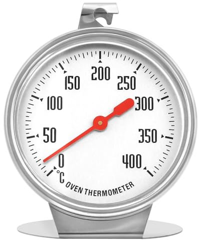 QWORK® Termómetro horno, termometro para hornear 0°C-400°C de acero inoxidable, para hornear, asar parrilla