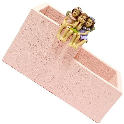 SEWACC Multifunctional Pen Holder Resin Pink Flower Fairy Design for Desk Tidy Pen Pot Makeup Brush Holder Pot and Succulent Plant Flowerpot Stationery Organizers