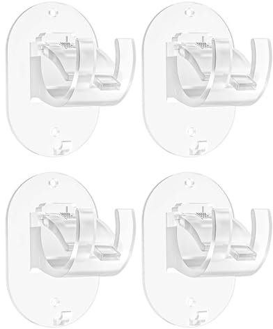 ZYEKIU 4 Pezzi Ganci per Tende Senza Bucare Ganci per Pali Adesivi per Tende Supporti per Bastoni Tende Ganci per Tende Tende Senza Foratura Autoadesivi per Bastone per Tende da Bagno (Trasparente)