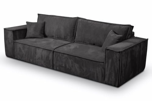 Generisch Cord Sofa Mille Schlafsofa mit Bettkasten Cord Sofa mit Schlaffunktion, 4 Sitzer (POSO 34)
