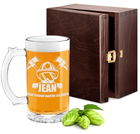 Maverton Boccale birra personalizzato, Bicchiere da birra regalo uomo | Compleanno 400 ml, Boccale con manico per regali uomo, Altezza 15 cm vetro di alta qualità, Idea regalo personalizzato