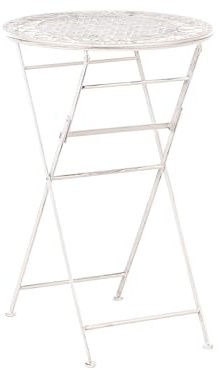 Beliani Mesa de Bar de jardín Plegable Efecto Envejecido Tablero de Metal Hierro Beige Claro Trieste