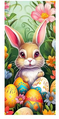 Osterdeko Ostern Tür Abdeckung Ostern 200x90cm ostern banner Haustür Decke Türabdeckung Dekoration Wand Hängen Türbanner Easter Banner Fotografie Hintergrund Osterfeier Feiertag Party Frühling Deko