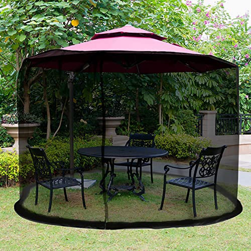 Zanzariera per ombrellone da patio, 2,3 x 3 m, per esterni, giardino, tavolo, zanzariera, doppia apertura, colore nero