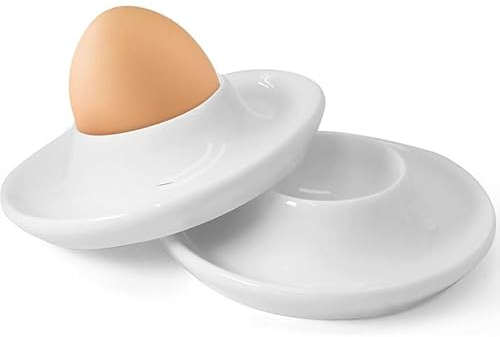 6er Set Eierbecher aus Porzellan Eierhalter Eierständer,Keramische Eierbecher, weiße hartgekochte Eierhalter, passend für alle Küchen Frühstückstisch