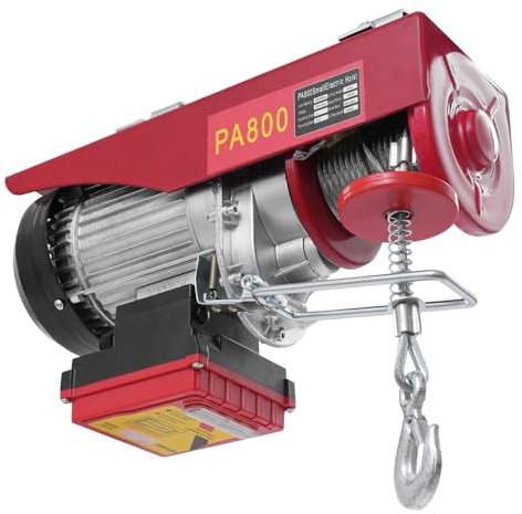 JAYEUW Treuil électrique 1450 W, 220 V, palan à câble avec télécommande, vitesse de levage 10 m/min, hauteur de levage 12 m, double crochet, jusqu'à 800 kg