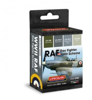 LIFECOLOR - Paint Set Raf Day Fighter Wwii Scheme |lifecolor|cf03| 4x22ml Model Tank Promo
