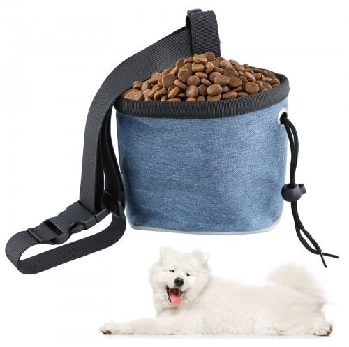 Culinavog 12 cm×12 cm Sac à Nourriture avec Clip à la Taille pour Chien, Bleu, Petit Sac à Friandises pour Chien, Portable Pochette de Dressage, Pochettes à Friandises pour Chat, Animaux de Compagnie