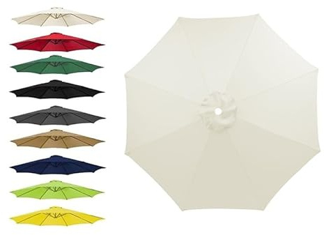Toile de rechange pour parasol de marché à 6/8 baleines 2,0/2,5/2,7/3 m - Pour terrasse, jardin et plage - Beige - 3 m