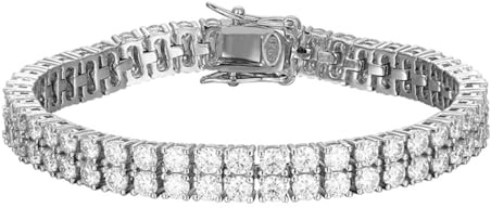 TUSRORSU Moissanit-Tennisarmband für Damen und Herren, 2 Reihen, 3 mm, Unisex, D-Farbe, VVS1-Klarheit, Herren-Diamant-Armband, 925er-Sterlingsilber, Tennis-Armbänder, Schmuck, 15,2 - 21,6 cm, 6 Inch