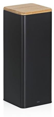 Kela Frischhaltedose KIRIL – Metall schwarz, 3 L, luftdichter Vorratsbehälter mit Deckel, Aufbewahrung für Lebensmittel, Kaffee, Tee oder Snacks, 11,5x11,5x29 cm