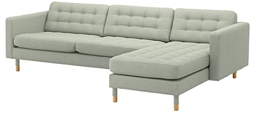 ProTuning LANDSKRONA 4-Sitzer Sofa mit Chaiselongue/Gunnared hellgrün/Holz