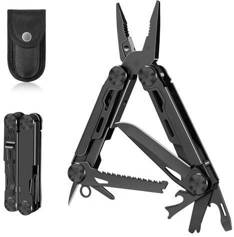 Rolgno Coltello Multiuso, Pinza Multiuso 14 in 1 Multitool in Acciaio Inossidabile con Tagliafili, Sega, Cacciaviti, Apribottiglie, Tagliacarte, Gadget EDC per Campeggio, Riparazione, Fai da Te