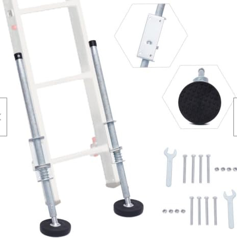 Mreryyse 2PCS Leiter-Nivellierer Verstellbare 47-57cm, Verlängerungsleiter Stabilisator Verlängerung Leiter Bein Bodennivellierer Treppenleiter mit rutschfesten Gummifüßen Schrauben Schraubenschlüs
