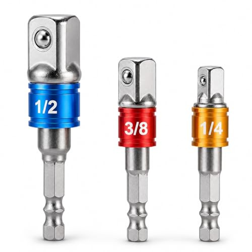 Topolenashop Set 3 Adattatori Bussola Per Trapano 1/4 3/8 1/2, Prolunghe Esagonali In Acciaio CR-V Per Avvitatore, Trapano, Chiavi A Bussola e Utensili A Impatto | 31488