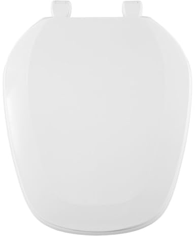 Centoco Eljer Emblem Round Toilet Seat with Square Front, Closed Front with Cover, Residential, Plastic, Made in the USA, EMB201-001, White