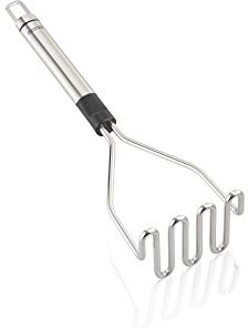 Leifheit Kartoffelstampfer 28 cm ProLine-Serie, Kartoffelpresse aus rostfreiem Edelstahl, im hochwertigen Design, potato masher, mit ovalem Griff und praktischer Aufhängeöse, Stampfer für Püree