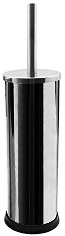 Harbour Housewares Chrome Toilet Brush and Holder – Stainless Steel Bathroom Accessory with Non Slip Base – Rust Resistant Toilet Cleaning Brush Set for Modern, Compact and Hygienic Home Spaces