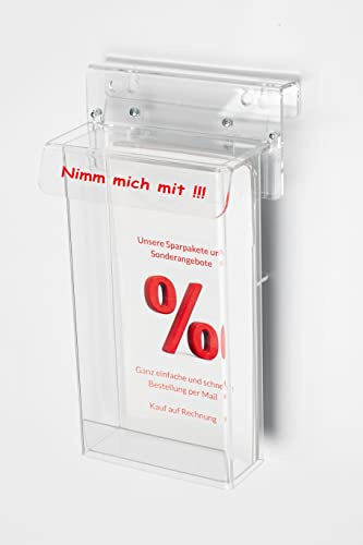 Flyerbox DIN LANG und 1/3A4 mit Schriftzug  NIMM MICH MIT!!!  Prospektbox