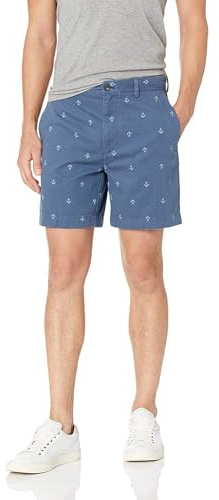 Amazon Essentials Classic-fit 7 Print Short, Pantaloncini Uomo, Blu (Navy Anchor Nav), W32