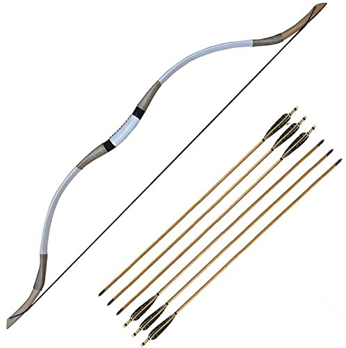 TOPARCHERY Traditional Archery 51 Longbow Hunting Cow Leather Recurve Horsebow Mongolian Bow 20-70LBS