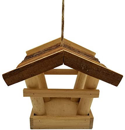 Dehner Natura Premium Wildvogel Futterhaus Colorado, Futterstation für Wildvögel, Vogelhaus wetterfest/hängend, inkl. Aufhängeschnur, ca. 27 x 27 x 25 cm, aus FSC-zertifiziertem Kiefern-/Tannenholz