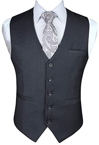 Enlision Gris Gilet Costume Homme Coton Formel Casual Gilets Sans Manche Hommes Veste pour Mariage Business M